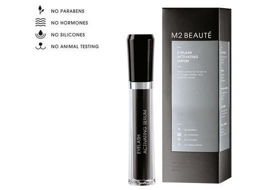 eyelash activating serum, no hormones, no parabens, no silicones, no animal testing, picture of product and packaging